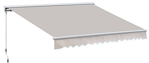 Outsunny 3.5 x 2.5m Electric Garden Door Awning Half Cassette Outdoor Retractable Canopy Patio Shelter w/Remote Controller Cream White