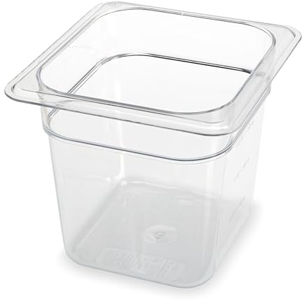 Carlisle FoodService Products Storplus Food Storage Container Food Pan, Chafing Pan for Catering, Buffets, Restaurants, Polycarbonate (Pc), 1/6 Size 6 Inches Deep, Clear, (Pack of 6)