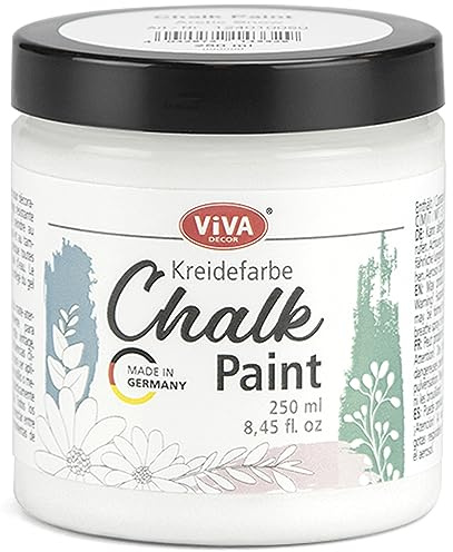 Viva Decor Chalk-Paint - Arctic Snow - Weiß 250ml - Kreidefarbe für Wand und Deko, Mattes Finish, Wasserbasiert. Ideal für Shabby Chic & Vintage Look für Holz und andere Oberflächen