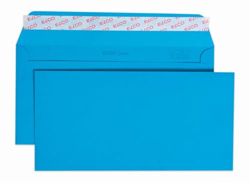 Elco 18833.32 Color Box mit Deckel und 250 Briefumschläge/Versandtasche, Haftklebeverschluss, C5/6 DL, 100g, intensiv-blau, Fenster: nein
