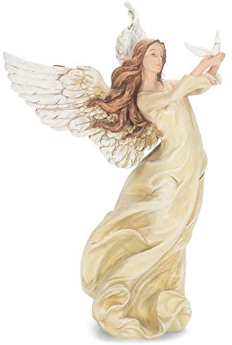 Joseph's Studio by Roman Angel with Dove Figure, Religious Gifts Collection, 10 H Resin and Stone Decorative Angel Statue