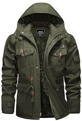 Giacca da uomo Militare Giacca invernale Casual Cotone Antivento Giacca da esterno Cargo Giacca con Cappuccio