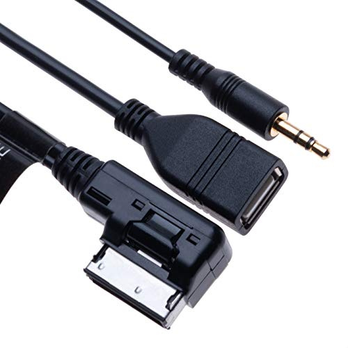 AMI MDI auf AUX 3.5mm auf USB Music Media Interface Kabel Adapter | Kompatibel mit Audi A6L Q5 Q7 A8 S5 A5 A4L A3 VW Volkswagen Tiguan GTI CC Skoda Fabia Octavia Fahrzeugradio | 0.4m