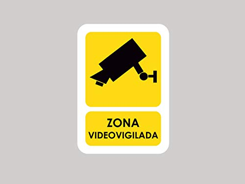 Pack 10 Señales de Zona Videovigilada | Medida 14,85x21cm | Señaletica en Material Aluminio Blanco Resistente de 3mm | Duradera y Económica