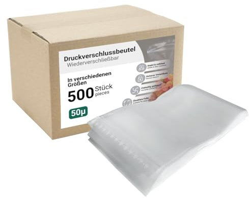 dm-folien Druckverschlussbeutel 500 Stück I viele Größen I 400 x 600 mm I Robuste Zip Beutel 50 µ I Wiederverschließbarer Beutel I Transparente Verpackungsbeutel I sicher, reißfest & dicht