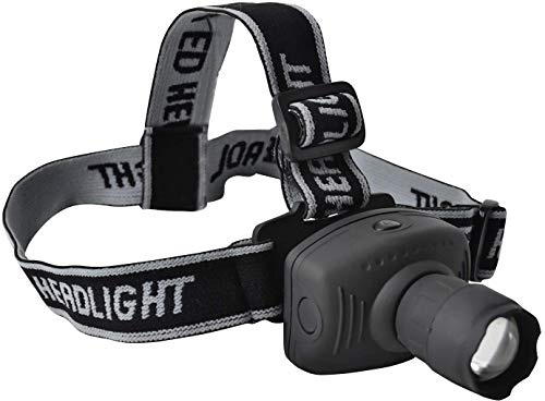 Eaxus® LED Stirnlampe - Kopflampe mit Zoomfunktion & Dimmfunktion, Schwarz