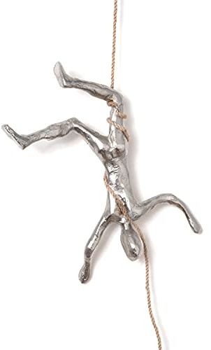 Moritz Skulptur Aluminium Figur Kletterer | 30 x 12 x 6 cm | Bergsteiger | Klettern Deko | Fensterdeko | Fenster Figur | Wandschmuck | Abseilen
