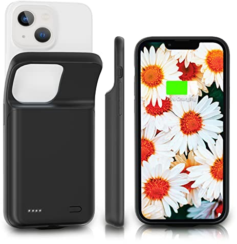 HUOBAO Akkuhülle für iPhone 13 Mini, 5000mAh Zusatzakku Ladehülle Akku hülle Handyhülle, Akku Battery Case Powerbank Hülle für iPhone 13mini, Ultradünn und Tragbar Akku Case [5.4 Zoll]