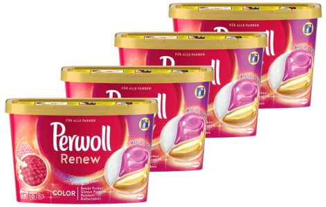 Perwoll Renew Caps Color & Faser Waschmittel, 72 (4 x 18 Wäschen), sanft reinigende All-in-1 Waschmittel Caps zur Farbauffrischung und Faserglättung bei bunter Wäsche