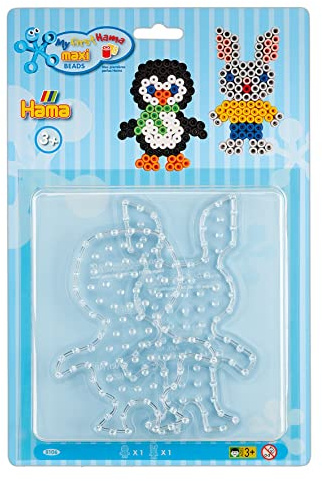 HAMA - Blister 2 placche Pinguino e Coniglio: per perle da stiro taglia Maxi - Tempo creativo