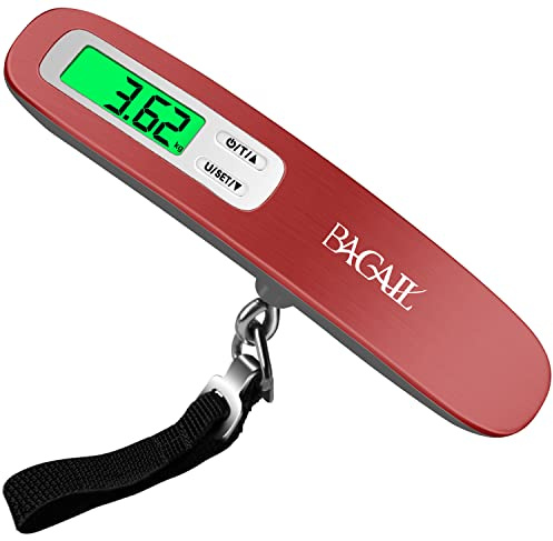 BAGAIL Báscula de Equipaje Digital, Escala del Equipaje Colgante con Pantalla LCD Retroiluminada, Báscula de Peso de Viaje, Báscula de Pesaje de Maleta Portátil con Gancho, Capacidad de 110 lb/50 kg