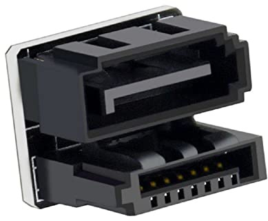 cablecc Einzelne SATA 7-polige Buchse auf 360 Grad abgewinkelter 7-poliger Stecker-Adapter für Desktops, SSD, HDD, Mainboard, Motherboard