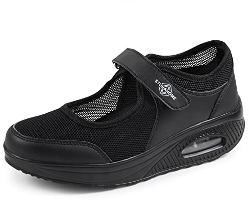 STUNAHOME Women's Orthopedic Air Cushion Shoes Casual Mesh Comfortable Working Nurse Shoes Lightweight Platform Mary Jane Sneakers Breathable Walking Running Trainers