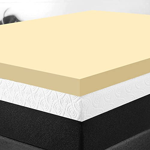 Orthopaedic Memory Foam Mattress Topper - Standard UK Sizes 1 2 3 4, Various Thicknesses/Depths Available, Soft & Comfortable, Memory Foam Durable (2 Small Double, 190 x 122 x 5cm) Yellow