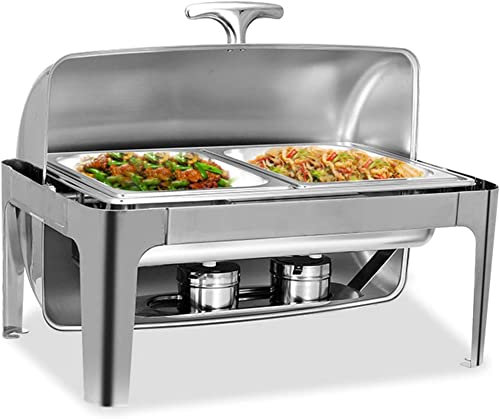 UZOURI Stainless Steel Chafing Dish, 9L Chafing Dish Set Food Warmer Buffet for Catering Buffet Warmer, Food Warmer Professional Set for Catering Buffet(Color:Three Grid) (Double Grid)