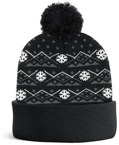 JAP Weihnachtsmütze mit LED-Leuchten - Schneeflocke - Beanie - Wintermütze mit Pompom - Mütze mit LED licht - Unisex - Grau