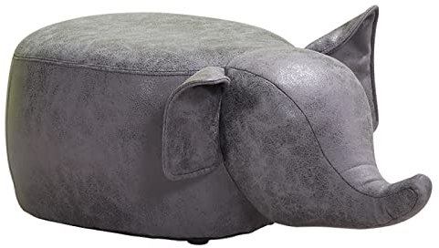 TPARIS Kreative Tier-Fußhocker|Osmanische Fußstütze Mit Niedlichem Cartoon-Dekor|Gepolsterter Hocker Aus Technischem Stoff,L40xB32cm(15,7x12,5Zoll),Elefant (grau) – 2,5 cm (0,9 Zoll) Kunststoffbein