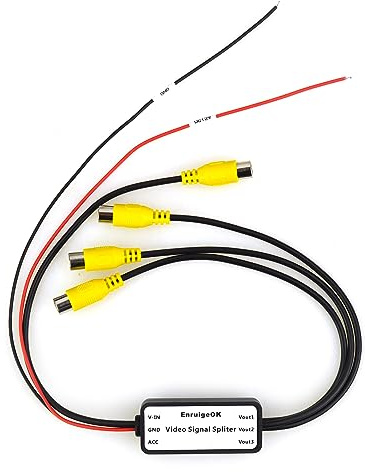 EnruigeOK 1 to 3 Car Channel RCA Video Signal Booster and Splitter for Car SUV Trucks LCD DVD Player 12V Upgrade V2,Video Booster