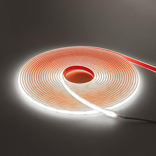 HEGEHE 12V COB LED Streifen Weiß, 320LEDs/m Superhell Hohe Dichte IP68 Wasserdicht Flex Selbstklebend COB LED Leiste Lichtband Strip für DIY Innen-und Außenbeleuchtung Projekte (Weiß, 2M)