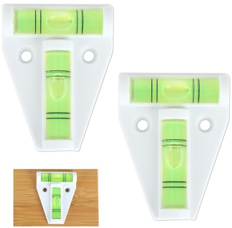 2 Pcs T Type Spirit Level, 2 Way Bubble Leveling Device Small Cross Check Spirit Bubble Level Mini Caravan Leveller Devices, Motorhome Gadgets Levellers (White T Type Spirit Level, 2)