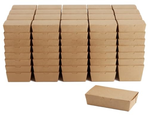 ABENA Disposable Kraft Boxes, 1000ml, 20x10x5cm, Pack of 100 | Disposable Cardboard, Hinged Lid, Steam Release Vents, Paperboard Takeaway Boxes, Street Food Catering, Parties & Barbecues