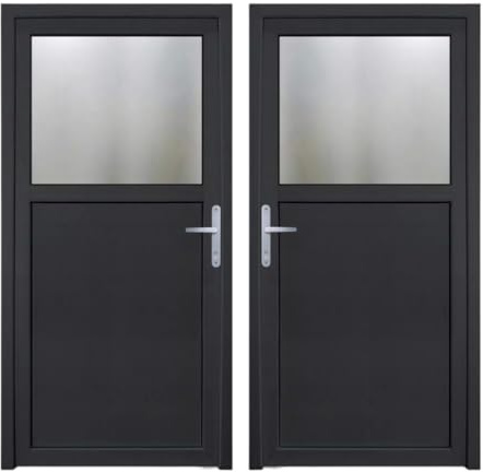 HORI Kellertür Haustür aus Kunststoff Nebeneingangstür Komplettset Hauseingangstür weiß/anthrazit - Farbe: anthrazit (innen weiß) - DIN links - Modell: Türgriff - 210 x 100 cm