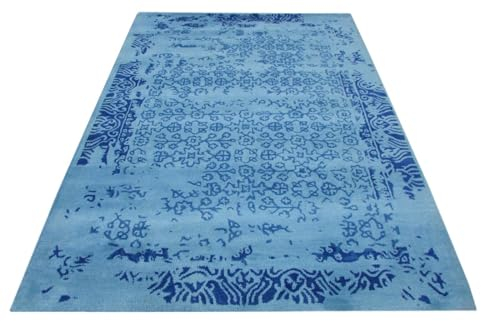 HellBlau Teppich 100% Wolle 160X230 cm Blau Orientteppich Handgetuftet T832