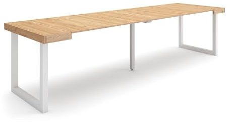 Skraut Home | Ausziehbarertisch | Multifunktionaler ausziehbarer | 300 | Für 14 Gäste | Massivholz Beine | Moderner Stil | Eiche
