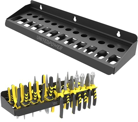 UNITEDPOWER Pliers Holder, Wall Mount Storage Rack Organizer for Workshop, Shed, Garage, Home, Stores up to 12 Pliers or Small Tools
