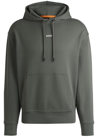 BOSS Herren WeSmallhood Fleece-Hoodie aus Baumwoll-Terry mit kontrastfarbenem Logo