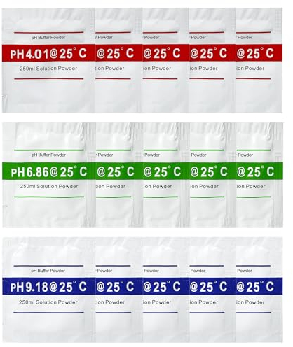 Homcoice 15er Pack pH Kalibrierpulver (4.01, 6.86, 9.18) – Drei-Punkt-Kalibrierung für pH Messgeräte, 0,01 Genauigkeit und Stabilität in Laborqualität
