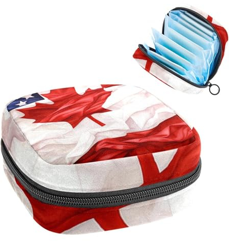 YTYVAGT Periodenbeutel, Aufbewahrungstasche für Damenbinden, kanadische USA-Flagge, Welle, Tampon-Tasche für Geldbörse