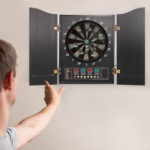 Dartautomat elektronisch | Elektronische Dartscheibe Cabinett |Dartboard, E-Darts, Dartautomat mit Spielcomputer | 27 Verschiedene Spiele | 243 Spielvarianten, bis zu 16 Spieler, virtueller Gegner