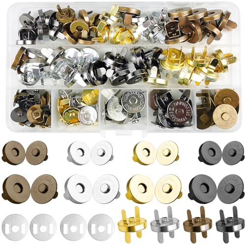 Sheryl&Rain 48 Stücke Magnetknöpfe, 18mm/0.7in Magnetische Knöpfe 4 Farben, Magnetverschluss Nähen Handwork für Geldtasche Handtaschen Mäntel Windbreaker Rucksack