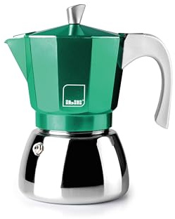 IBILI - Elba Green espresso machine, 3 cups, 150 ml, cast aluminium, stainless steel base, with reducer for 2 cups, suitable for induction