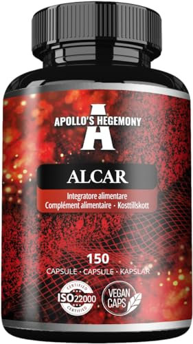 Acetyl L-Carnitin HCL 550 mg, ALCAR 150 Vegane Kapseln, 5 Monate Vorrat, hochwirksames Aminosäurepräparat, unterstützt die kognitiven Funktionen und das Energieniveau - von Apollo's Hegemony