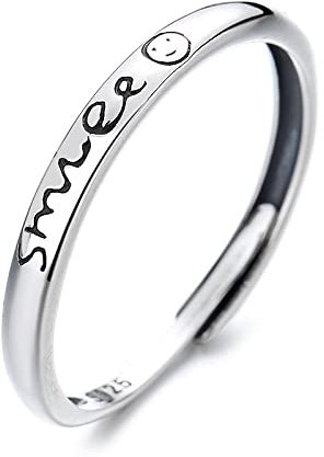 Ringe Sterling Silber 925 Damen925 Sterling Silber Smiley Ring, verstellbarer Damenring
