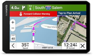 Garmin dēzlCam™ OTR725 High-Res 7” GPS Truck Navigator with Built-in 1080P HD Dash Cam, Automatic Incident Recording, Custom Routing, Satellite Imagery, Wind Speed, Community-Shared Loading Docks