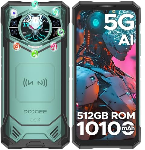DOOGEE S200 X Telefono Movil Resistente 5G, 32GB RAM+512GB ROM(2TB) DDR5,10100mAh,100MP+20MP Visión Nocturn 6.72”FHD+120Hz Movil Irrompible Android 14 Pantalla Trasera AMOLED de 1,32/WIFI6/Huella/NFC