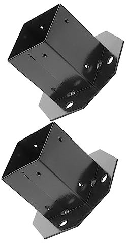 Generic 2pcs Base Fence Brackets Fence Post Cap Door Barricade Door Security Bar Washing Line Post Railing Post Mailbox Bracket Stakes Solar Post Lights Outdoor Post Bracket Black Metal