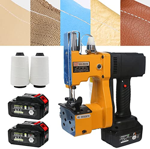 MZBDYYF Máquina de Coser portátil Recargable Cantitera para arroz/Saco/Tejido/Papel/Bolsas de plástico con Corte automático y 2 baterías - Espesor de Costura de 0.2-10 mm