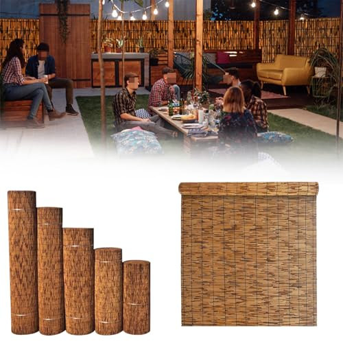 Schilfrohrmatte Bambuszaun Sichtschutz Für Terrasse Und Garten, Dekorativer Zaun Für Balkon, Schilfzaunrolle Mit Kabelbinder(130x550cm(4.3x18.0FT))