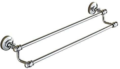 GUIXAN Doppelter Handtuchhalter aus Kupfer – 40 cm, 50 cm, 60 cm, 70 cm, 80 cm, Silberne Handtuchstange zur Wandmontage für Badezimmer oder Küche, Handtuchhalter mit poliertem Chrom-Finis