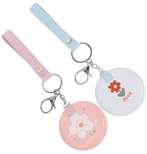 BESPORTBLE 2stücke Klappspiegel-schlüsselanhänger Pack Mini Taschenspiegel Kompaktspiegel Anhänger Schlüsselkette Spiegel Schlüsselring Tragbar Für Alltag Und Reisen