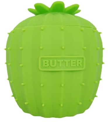 Beurrier français, plat recouvert de silicone, conservation hermétique pour une tartinade douce, capacité de 238,1 g, parfait pour le comptoir de cuisine, disponible en vert foncé et vert clair, jaune