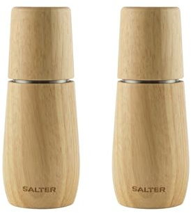 Salter Edith Salt & Pepper Mill Set – Wooden Spice Grinders, Made from FSC-Certified Wood, Manual Seasoning Mills, Adjustable Twisting Grind from Fine to Coarse