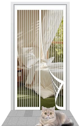 Zanzariere Magnetiche per Porte Finestre 72 x 202 cm Chiusura Automatica Tenda Magnetica Zanzariera Porta Viene Fornito con Kit di Montaggio per Porte da Balcone/Cantine/Terrazze, Bianco