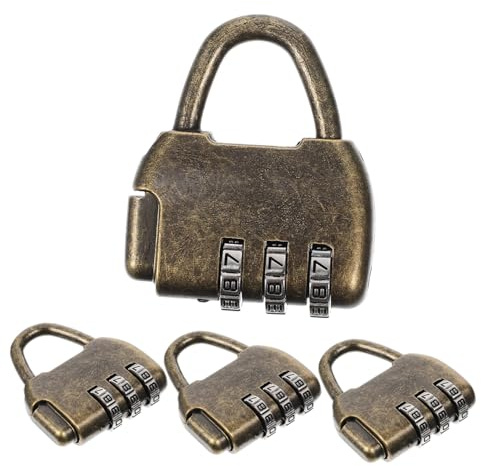 SHINEOFI Set 4pezzi Lucchetto Combinazione in Lega di Zinco, Lucchetto Retro Antico, Leggero e Decorativo per Valigie e Armadietti