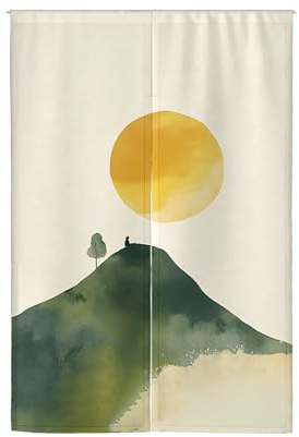 Küchenvorhänge Grüne Landschaft Küchenvorhänge Polyester Scheibengardinen Waschbar Raumteiler Vorhang Vorhänge Kurz Langlebig Vorhang Tür Verdickung Türvorhänge Door Curtain 90x200cm