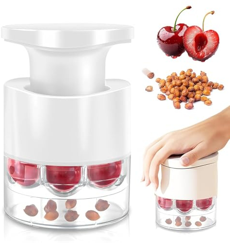 Kirschentkerner,Multifunktional Kirschentsteiner Manuell mit 7 Löchern,Tragbar Kirschkernentferner mit Auffangbehälter,Cherry Pitter Entsteiner Kirschen für Oliven Pflaume Schnelle Entkernung (A)